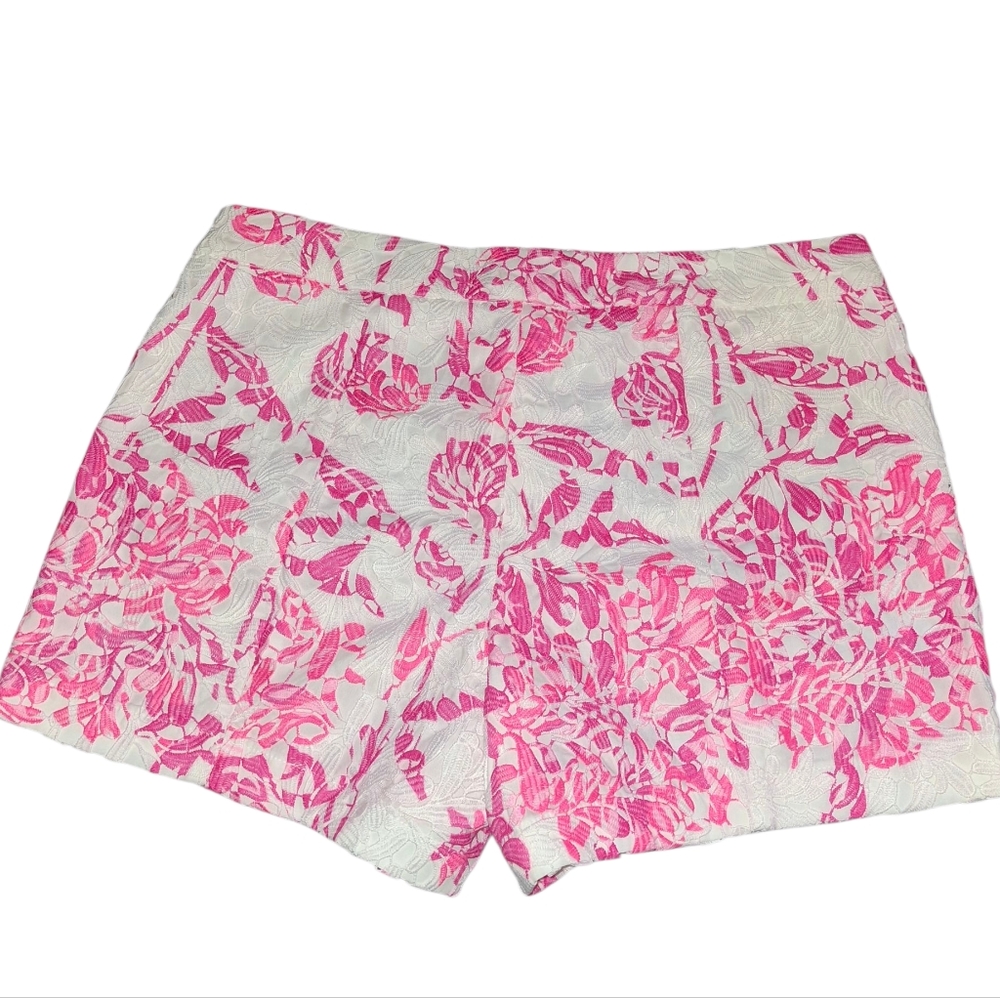 NWOT LILLY PULITZER KELLY LACE EMBROIDERED FLORAL SHORT WHITE/PINK SIZE 10 - Picture 5 of 7